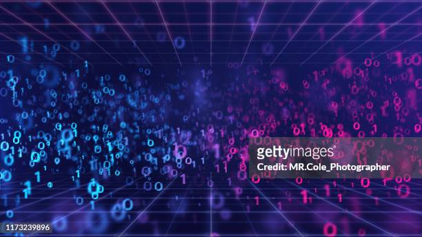 3d illustration rendering of binary code pattern abstract background.futuristic particles for business,science and technology - hud graphic stock pictures, royalty-free photos & images