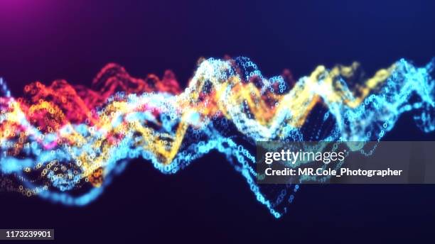 3d illustration rendering wave of binary code pattern abstract background.futuristic particles for business,science and technology background - hud graphic stock pictures, royalty-free photos & images