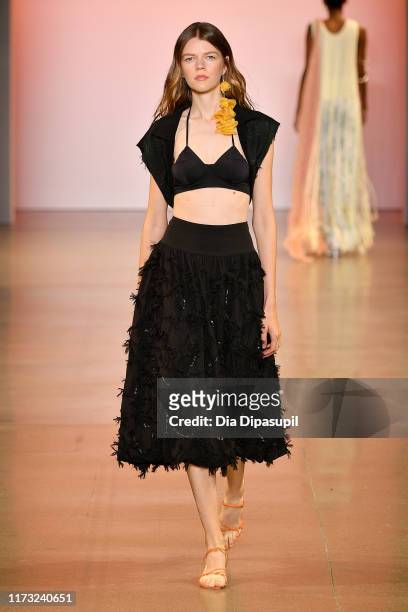 Model walks the runway for China Day: Xu Zhi during New York Fashion Week: The Shows on September 08, 2019 in New York City.