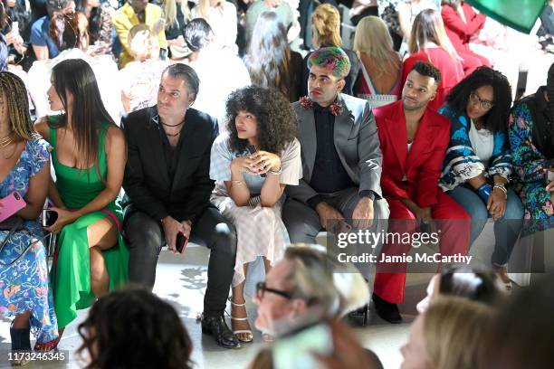 Geena Rocero, Indya Moore, Alok V. Menon, and Dyllón Burnside attend the Prabal Gurung front row during New York Fashion Week: The Shows at Gallery I...