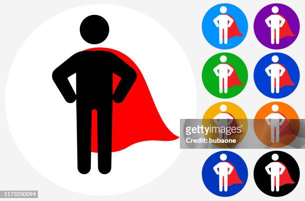 selbstbewusster superheld mit cape icon - stickman stock-grafiken, -clipart, -cartoons und -symbole