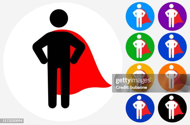 ilustraciones, imágenes clip art, dibujos animados e iconos de stock de superhéroe seguro con cape icon - brazo humano