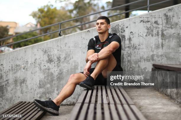 Kyle Turner of the Rabbitohs poses for a portrait during a South Sydney Rabbitohs NRL media opportunity at Redfern Oval on September 09, 2019 in...