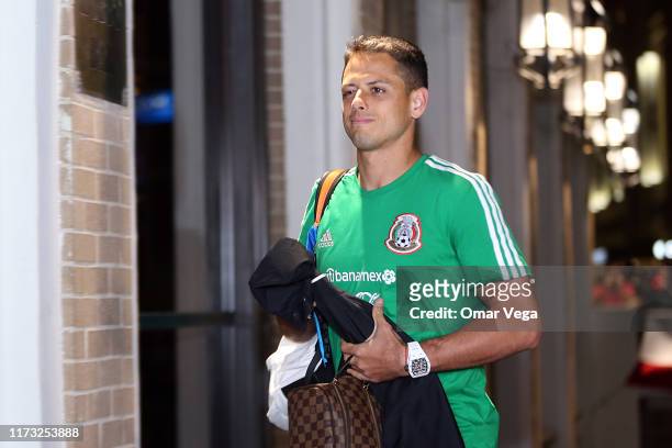 Javier Hernandez of Mexico looks during the Mexico National Team arrival to Hotel Hilton Palacio del Rio on September 8, 2019 in San Antonio, Texas.