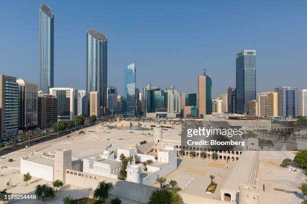 Commercial and residential skyscrapers surround the Qasr Al Hosn palace fort in Abu Dhabi, United Arab Emirates, on Wednesday, Oct. 2, 2019. Abu...