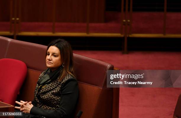 Senator Jacqui Lambie votes for an National Integrity Commission Bill 2018 - division on second reading in the Senate at Parliament House on...
