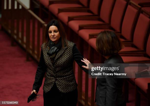 Senator Jacqui Lambie votes for an National Integrity Commission Bill 2018 - division on second reading in the Senate at Parliament House on...