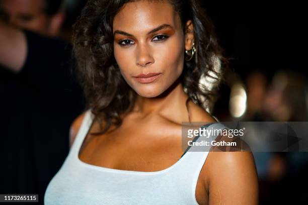 Marquita Pring prepares before the TOMMYNOW New York Fall 2019 fashion show at The Apollo Theater on September 08, 2019 in New York City.
