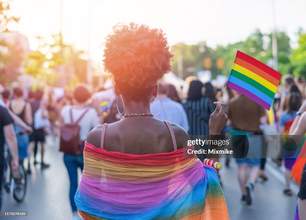 Young African ethnicity woman at the love festival