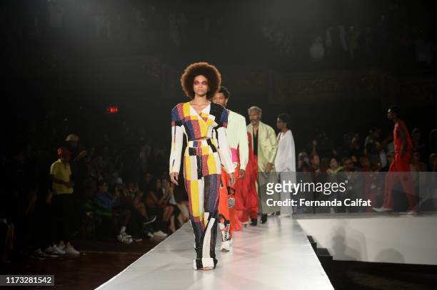 Models walk at the Pyer Moss Runway during New York Fashion Week at Pier 59 Studios on September 8, 2019 in New York City.