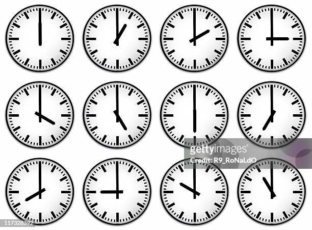 twelve hours clock face - clock face stock pictures, royalty-free photos & images