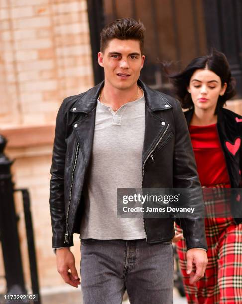 Zane Holtz seen filming on location for 'Katy Keene' on the streets of Brooklyn on October 2, 2019 in New York City.
