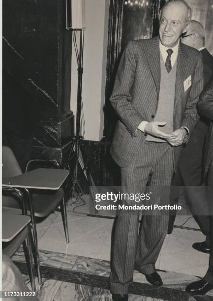 Italian businessman Leopoldo Pirelli smiling. 1980s