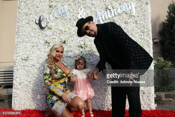 Coco Austin, Chanel Nicole Marrow, and Ice-T attend the Treach & Cicely Evans Wedding at Waterside Reception Hall on September 08, 2019 in North...