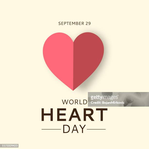 世界心臟日卡與紙 心。9月29日。向量 - heart symbol 幅插畫檔、美工圖案、卡通及圖標