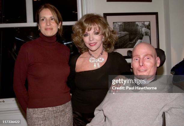 Dana Reeve, Joan Collins and Christopher Reeve during Prelude Party for the Christopher Reeve Paralysis Foundation's "A Magical Evening Gala" at...