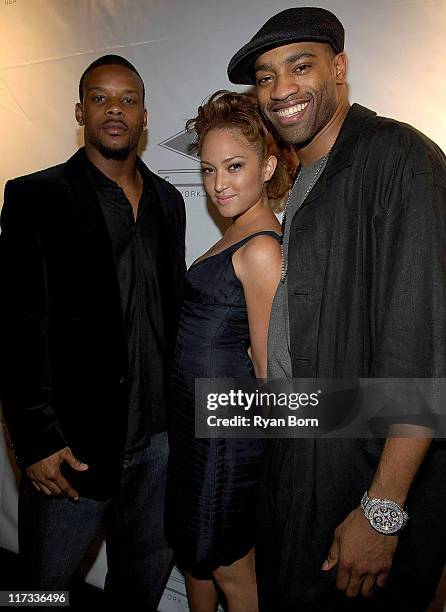 Kerry Rhodes of the New York Jets, Naima Mora, Winner of America's Next Top Model Season Two, and Vince Carter