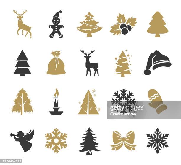 holiday icons set - holiday stock illustrations