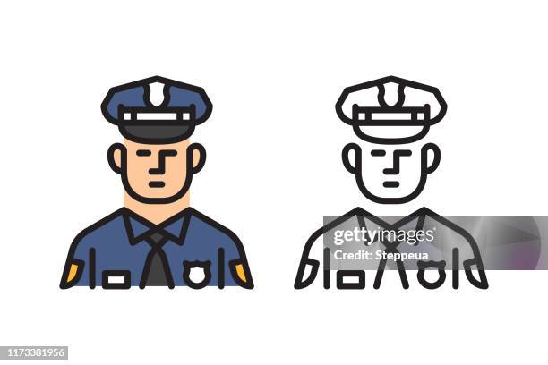 policeman line icon - employee badge stock illustrations