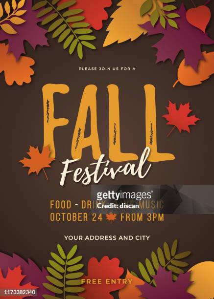 fall festival poster template. - film festival stock illustrations