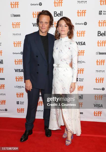 Actors August Diehl and Valerie Pachner attend the premiere of "A Hidden Life" during the 2019 Toronto International Film Festival at The Elgin on...