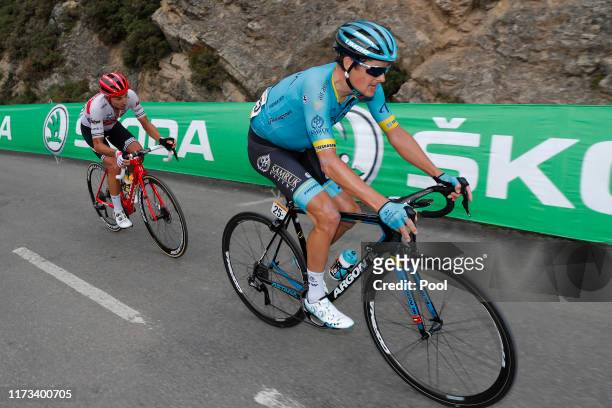 Gianluca Brambilla of Italy and Team Trek-Segafredo / Jakob Fuglsang of Denmark and Astana Pro Team / during the 74th Tour of Spain 2019, Stage 16 a...
