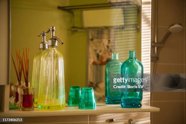 morning light in the bathroom - shower shelf stock pictures, royalty-free photos & images