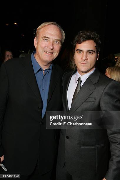 James Keach, producer, and Joaquin Phoenix during 20th Century Fox and The Motion Picture & Television Fund Screening of "Walk the Line" at Academy...