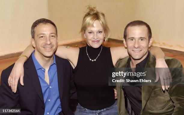 David Kohan, Melanie Griffith and Max Mutchnick during David Kohan and Max Mutchnick Celebrate Their Shows "Twins", "Four Kings" and "Will and Grace"...