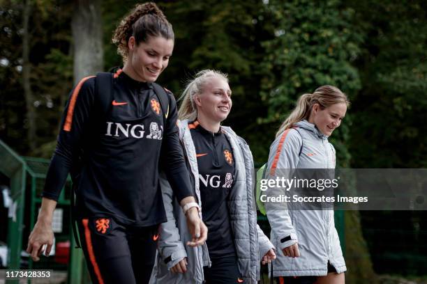 Dominique Bloodworth of Holland Women, Inessa Kaagman of Holland Women, Desiree van Lunteren of Holland Women during the Training Holland Women in...