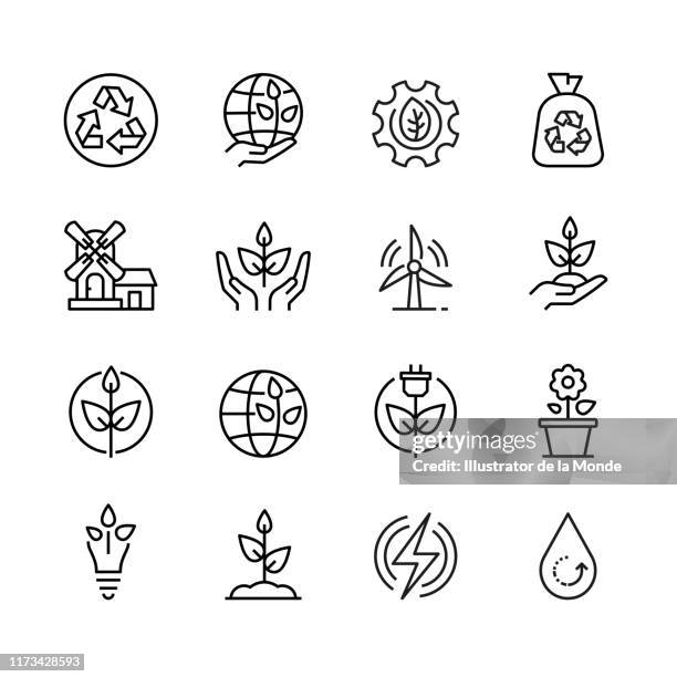 ilustrações de stock, clip art, desenhos animados e ícones de ecology icon set, stock illustration - desertificação