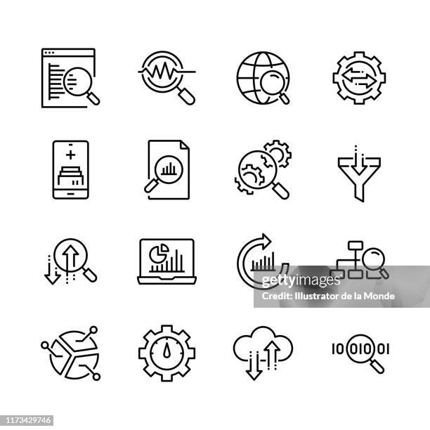data analysis vector icon set, stock illustration - belarus stock illustrations