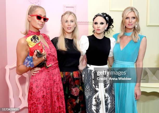 Paris Hilton, Tessa Hilton, Stacey Bendet, and Nicky Hilton attend the alice + olivia by Stacey Bendet Spring 2020 Fashion Presentation at Root...