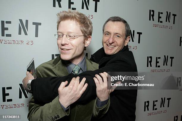 Anthony Rapp and Exec. Producer Tom Sherak during Revolution Studios' and Columbia Pictures' World Premiere of "Rent" at Ziegfeld Theatre/Roseland in...