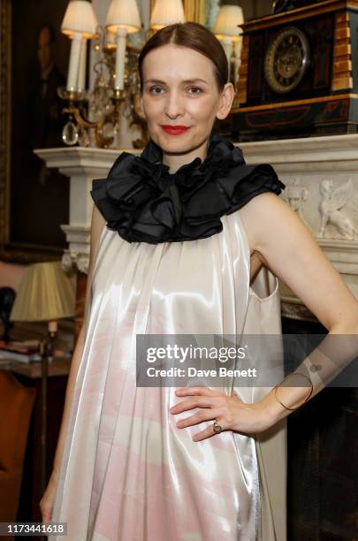 Roksanda Ilincic attends an exclusive Harper's Bazaar party to celebrate the launch of 'Bazaar Art' magazine at Marks Club on October 3, 2019 in...