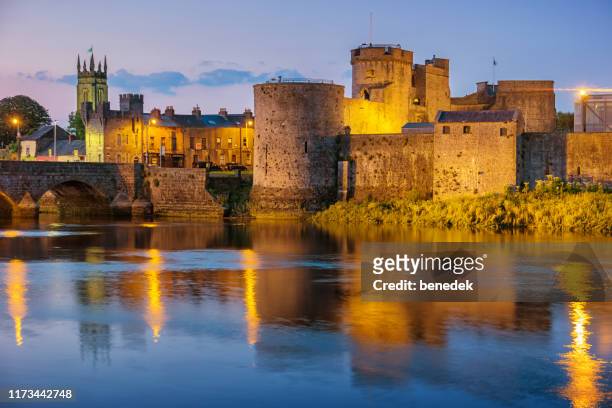 king john's castle and river shannon in limerick ireland - shannon river stock pictures, royalty-free photos & images