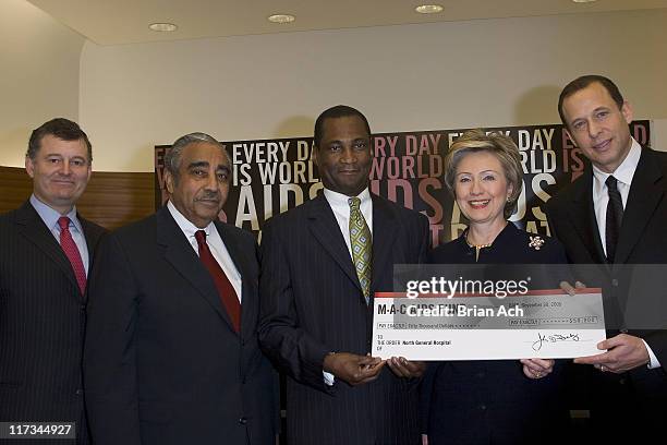 William Lauder, Congressman Charles B. Rangel, Dr. Samuel Daniel, President/CEO of North General Hospital, Senator Hillary Clinton and Peter...