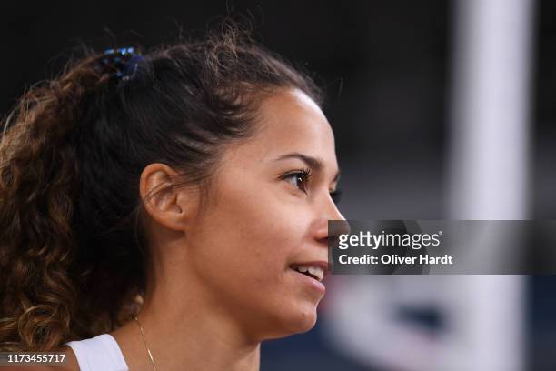 Angelica Bengtsson of Sweden competes in Women Pole Vault on Day 1 of The Match Europe v USA Minsk 2019 at Dinamo Stadium on September 09, 2019 in...