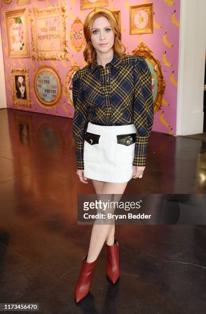 Brittany Snow visits the artist in residence: Ashley Longshore installation during New York Fashion Week: The Shows at Spring Studios on September...