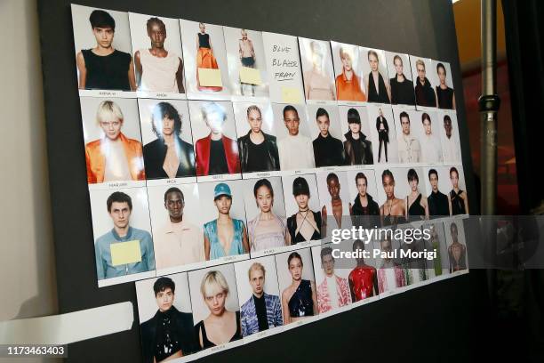 Model board backstage at Tom Ford during New York Fashion Week on September 09, 2019 in New York City.