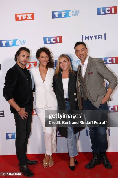 Anthony Colette, Linda Hardy, Ines Vandamme and Maxime Dereymez attend the Groupe TF1 : Photocall at Palais de Tokyo on September 09, 2019 in Paris,...