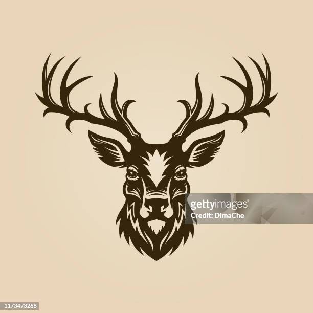 deer head cut out silhouette. horned elk or stag icon. - animals in the wild stock illustrations