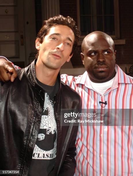 Adrien Brody and Funkmaster Flex during 2nd Annual Rollin' 24 Deep: GM All-Car Showdown - Backstage at Paramount Studios in Los Angeles, California,...