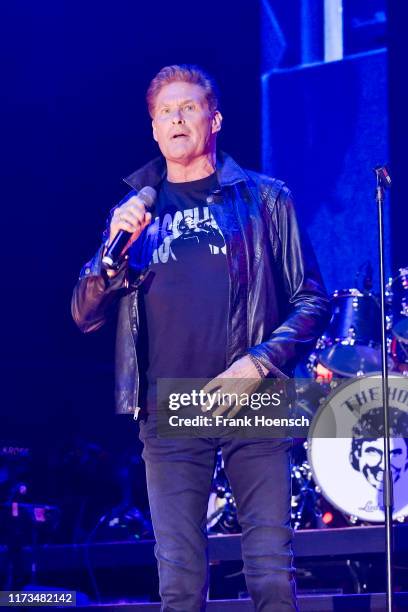 American singer David Hasselhoff performs live on stage during a concert at the Max-Schmeling-Halle on October 3, 2019 in Berlin, Germany.