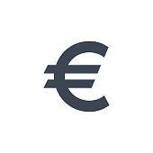Euro Sign related vector glyph icon.