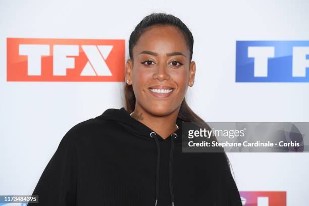 Singer Amel Bent attends the Groupe TF1 : Photocall At Palais De Tokyo on September 09, 2019 in Paris, France.