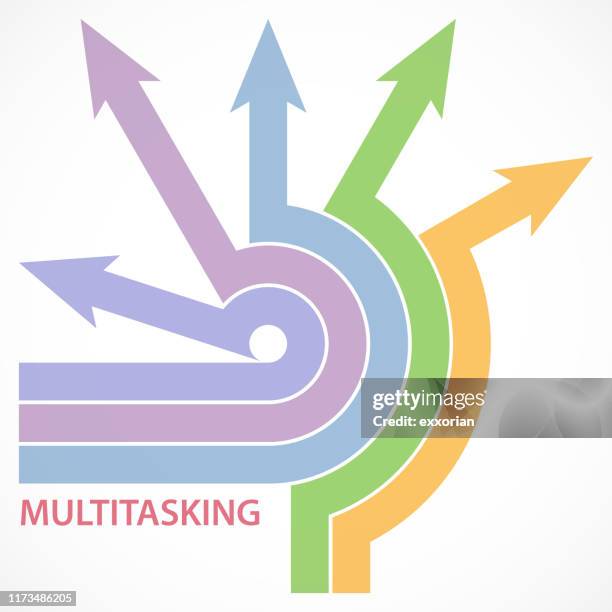 ilustrações de stock, clip art, desenhos animados e ícones de multi-tasking arrows at arrow series - multitarefas