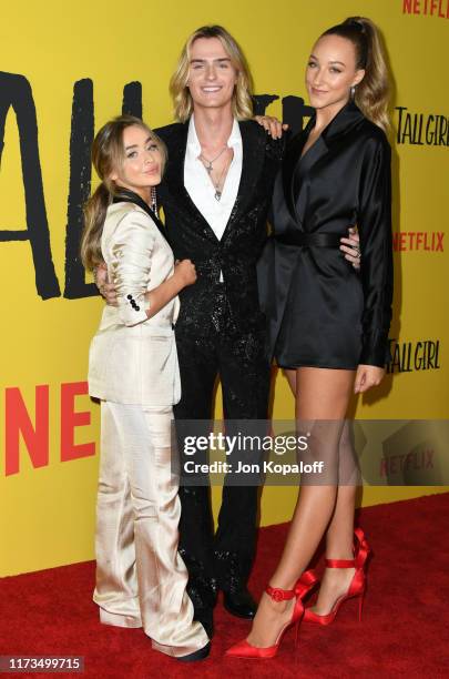 Sabrina Carpenter, Luke Eisner and Ava Michelle attend the Premiere Of Netflix's "Tall Girl" at Netflix Home Theater on September 09, 2019 in Los...