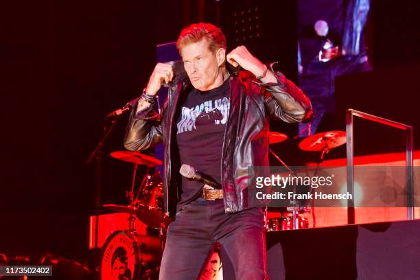 American singer David Hasselhoff performs live on stage during a concert at the Max-Schmeling-Halle on October 3, 2019 in Berlin, Germany.