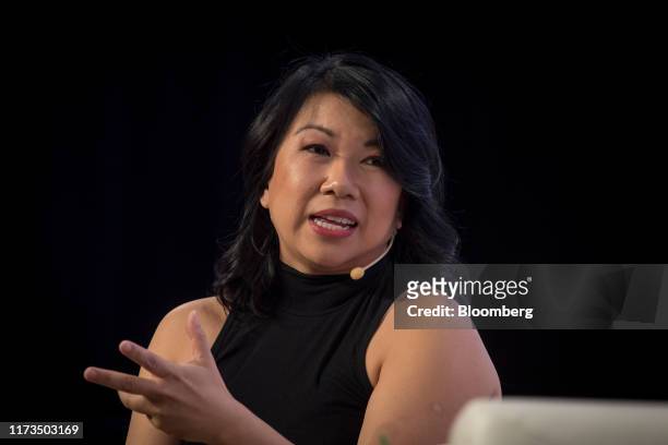 Shan-Lyn Ma, co-founder and chief executive officer of Zola Inc., speaks during TechCrunch Disrupt 2019 in San Francisco, California, U.S., on...